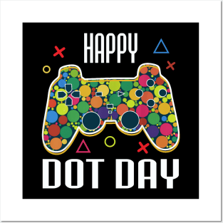 Happy Dot Day Gamers Boy Game Controller Colourful Polka Dot Posters and Art